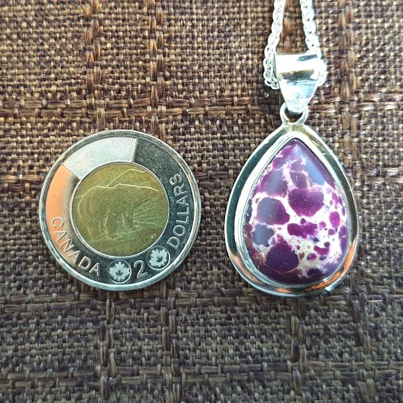 Italian Vintage Natural Purple Jasper & Sterling Silver Statement Necklace - Picture 6 of 12